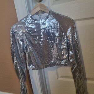 Sequin silver top